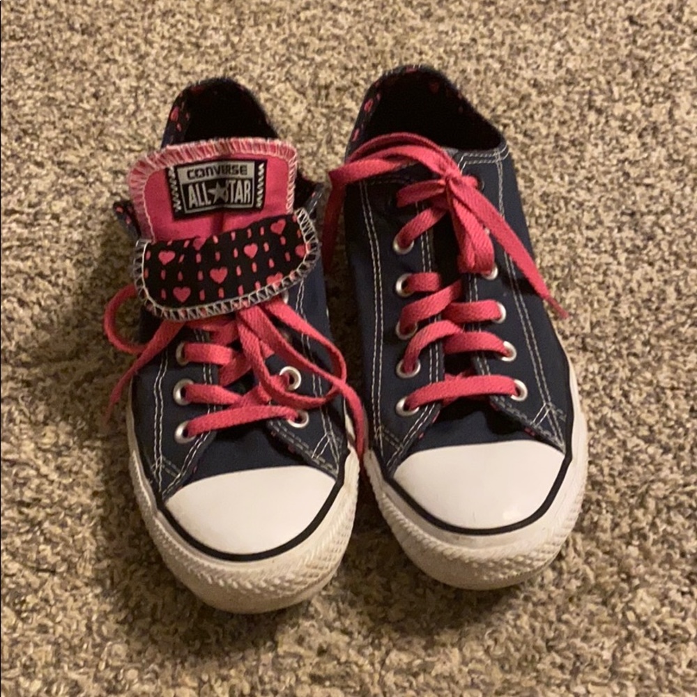 Two Flapped converse w9 navy blue and pink